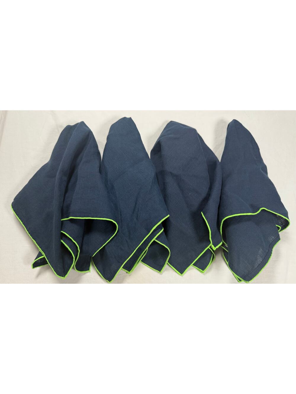 Ballard Designs Linen Napkins Navy and Green 4 Count Tablescape